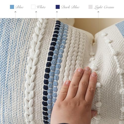Decorative Lumbar Throw Pillow Cover 12x20 Coastal Blue Accent Cushion for Couch Sofa Farmhouse Pillowcase for Bedroom Living Room Home Décor Cover ONLY