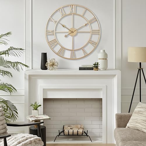 Silent 24 Inch Wall Clock for Living Room Decor