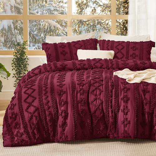 Tufted Boho Comforter Set Queen Size