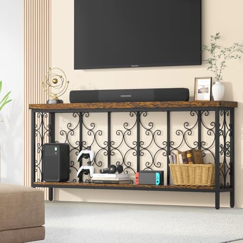 70.9" Narrow Sofa Table Behind Couch with 2
