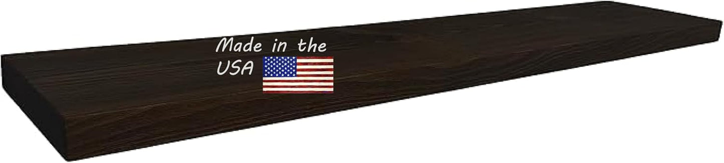joelsantiques 60 Inch Wooden Floating Shelves for Wall - 60x12x2 in - Made of Natural Wood - Long Heavy Duty Rustic Wall Shelves for Bedroom - Perfect for Living Room, Kitchen - Mocha