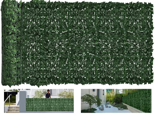 Faux Ivy Privacy Fence Screen Outdoor Expandable Artificial Greenery Roll Fake Hedge Wall Patio Green Plastic Leaf Plant Vine Grass Panels Gate Covering Garden Yard Balcony