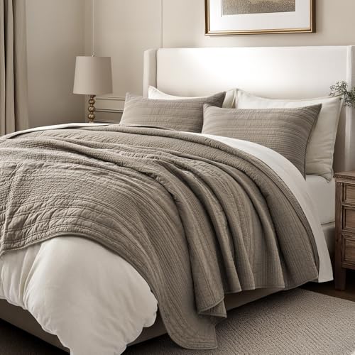 HOME 100% Cotton Modern Lines Quilt Set King Size
