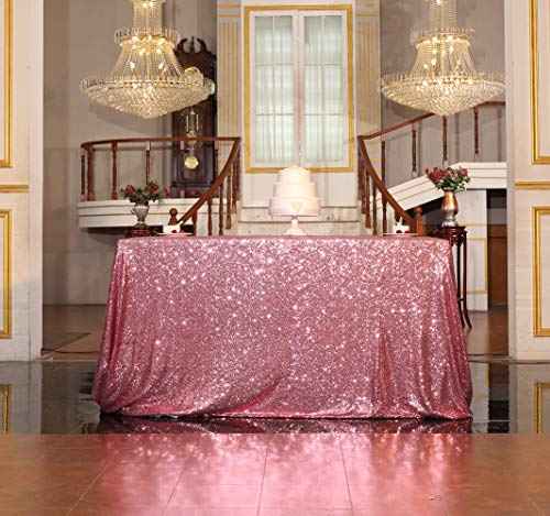 Sequin Tablecloth 60x102 Inch Fuchsia Pink for Wedding Party