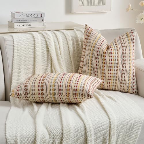 Pack of 2 Boho Throw Pillow Covers 20x20 Inch (2 Count)