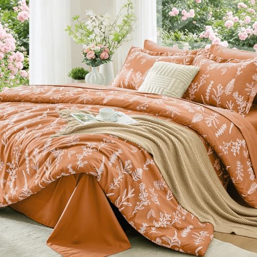 Burnt Orange Bed in a Bag Queen 7 Pieces