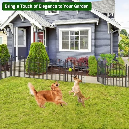 10 Panel No Dig Decorative Garden Fence with Gate 24" H x 20'L Dog Barrier (4.34 Sq Ft)
