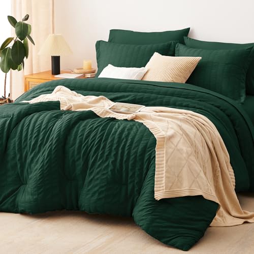 California King Comforter Set Emerald Green Seersucker Bed in a Bag