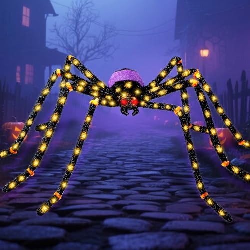 5.5FT Giant Spider Halloween Decorations with 100LED