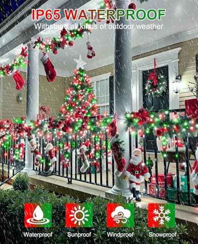 Red and Green 600 LED Christmas Lights Outdoor