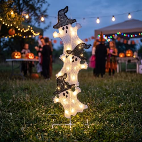 Halloween Ghost Lights 41 Inch H Pre (Black,White / Ghost)