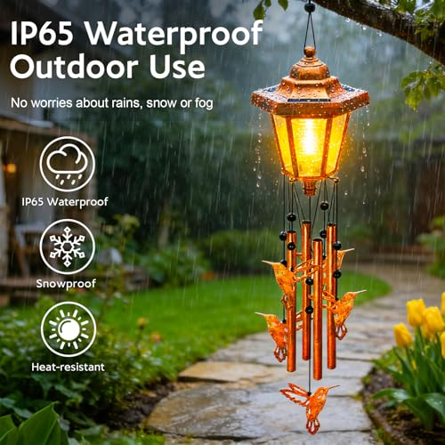 Hummingbird Solar Wind Chimes for Outside