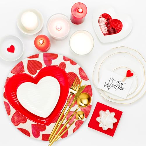 4 Pcs Round Valentine's Day Braided Placemats Place Mats Watercolor Heart Dinner Table Mats Valentine Dining Table Decor for Home Wedding Anniversary Party Farmhouse Kitchen Decor (4 Count)