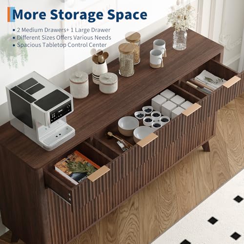 60" Large Farmhouse Sideboard Buffet Cabinet with Storage Drawers & Adjustable Shelves