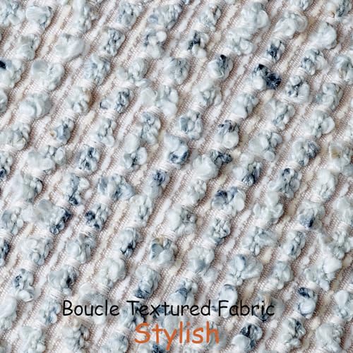 Striped Euro Sham Pillow Covers 26x26 Set of 2 Blue Textured Boucle Chic Morden Boho Accent Farmhouse Square Decorative Couch Throw Pillow Covers for Home Decor Bed Sofa Living Room (2 Count)