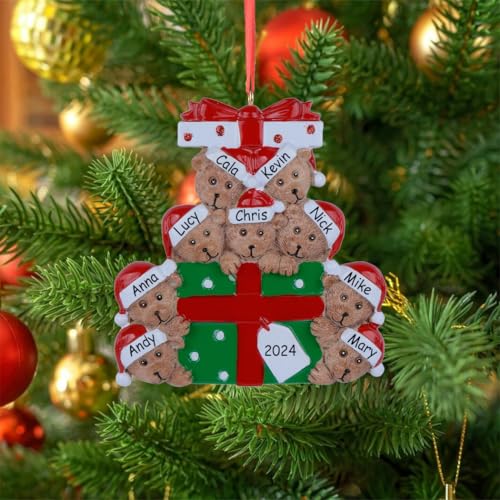 Personalized Bear Family of 9 Christmas Ornament 2026
