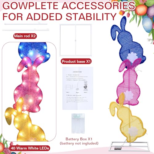 Easter Bunny Lights Outdoor Decoration 41 Inch H Pre (Blue,Pink,Yellow / Bunny)