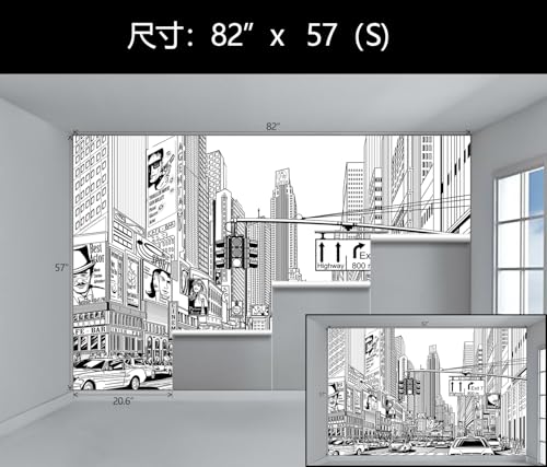 Black White New York City Peel and Stick Wallpaper Mural for Bedroom