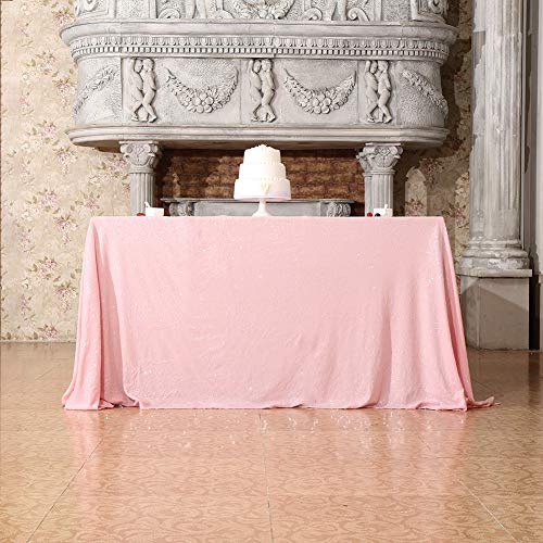 Sequin Tablecloth 60x102 Inch Pink for Birthday Wedding Party
