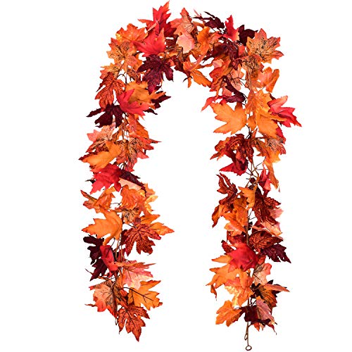 2 Pack Fall Maple Leaf Garland Artificial Maple Garland (11.8 Foot)