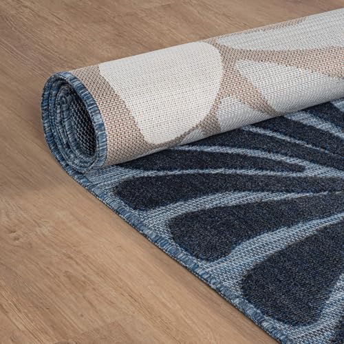 Outdoor Rug 5x7 Modern Floral Tropical Area Rugs for Outdoor and Indoor Patio Easy to Clean Non Shedding Living Room Porch Garden Washable Outside Carpet (35 Sq Ft)