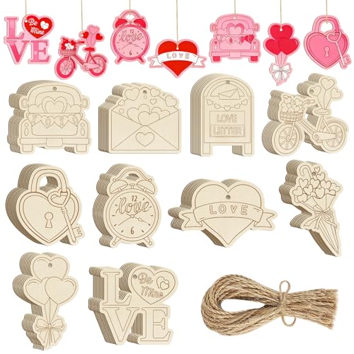 80PCS Wooden Heart Ornaments to Paint Valentine's Day Craft (80 Count)
