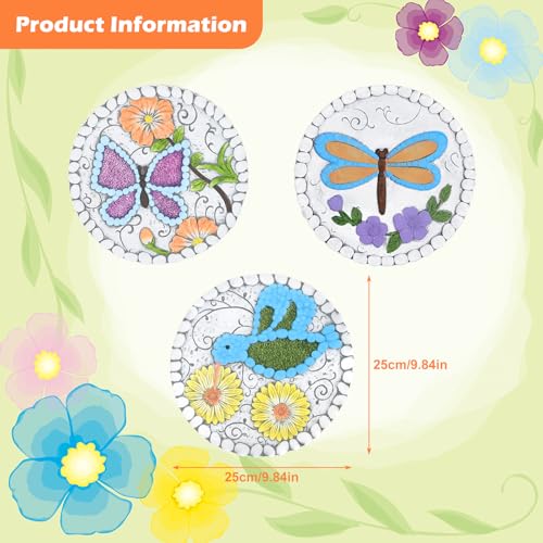 3 Pack Cement Stepping Stones Outdoor 10 Inch Round Garden Stepping Stones (3 Count)