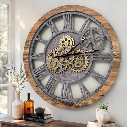 The Gears Clock The Original Real Moving Gear Wall Clock Vintage Industrial Oversized Rustic Farmhouse