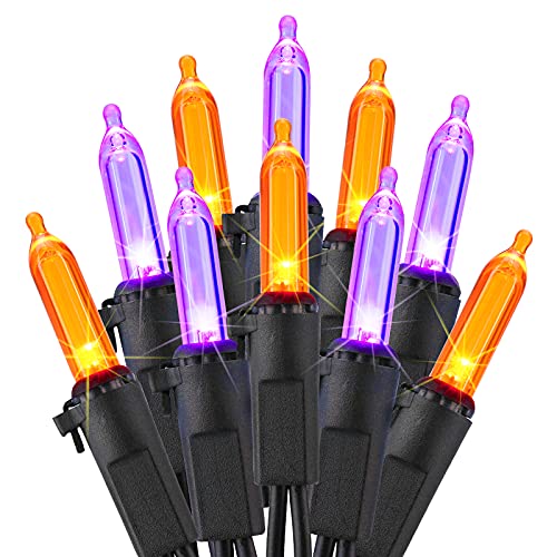 ODEERTONIC Orange & Purple Halloween Mini String Lights (35 Foot)