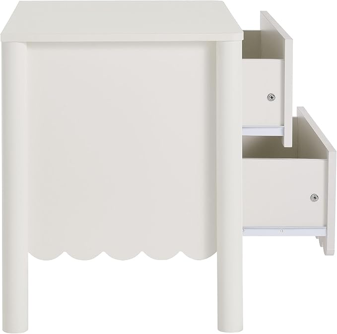 Modway Emmeline Scalloped 2-Drawer Nightstand in White
