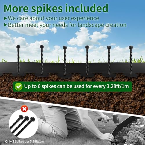 Landscape Edging 1.5in Garden Edging Borders No Dig 100ft (184 Count)