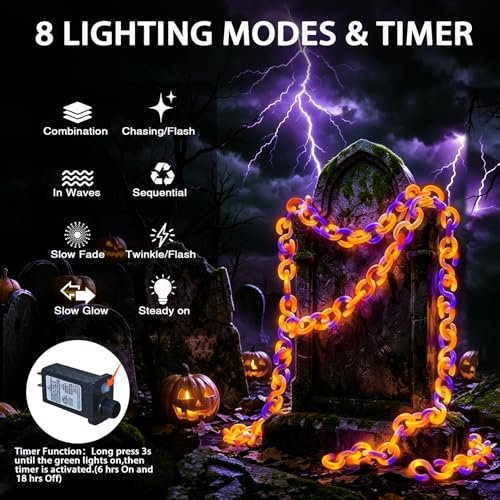 2 Pack 16.4 ft Halloween Chain Lights