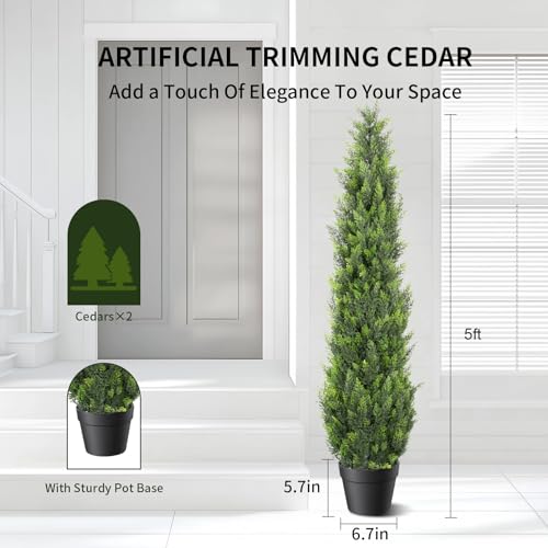 5FT Artificial Cedar Topiary Trees 2 Set (2 Count)