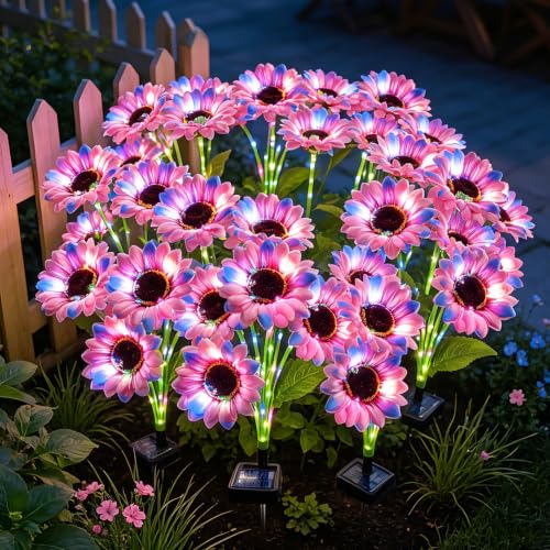 Solar Sunflower Lights 6 Pack with 36 Colorful Sunflower Solar Lights Outdoor Waterproof