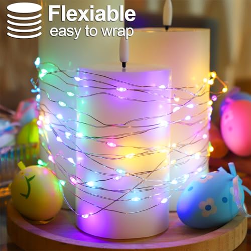 Easter Decorations Pastel Fairy String Lights Battery Operated (33 Foot)