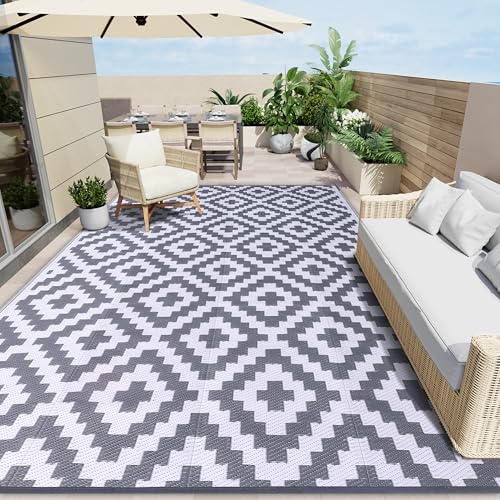 Outdoor Rug 8x10 ft Waterproof Reversible Mat