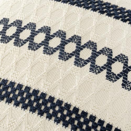Set of 2 Navy Blue Boho Decorative Lumbar Pillow Covers 12x20 Inch (2 Count)