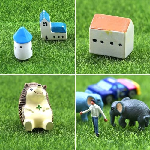 6 Pieces Fake Grass for Crafts Fairy Garden 6 x 6 Inches Artificial Garden Grass for Miniature Ornament Dollhouse DIY Decoration (6 Count)