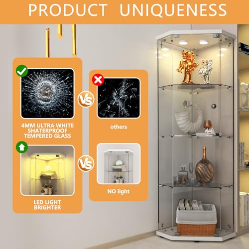 Corner Glass Display Cabinet with LED 4