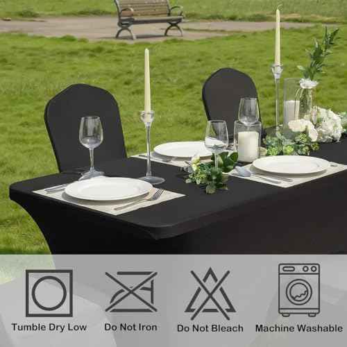 2 Pack 8ft Black Spandex Tablecloth (2 Count)