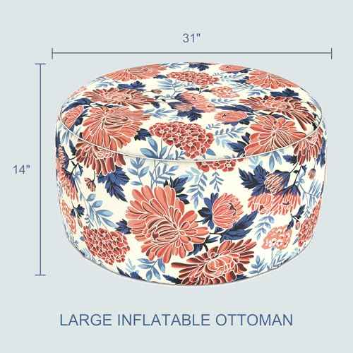 Indoor Outdoor Large Inflatable Ottoman Pouf D31 x H14 Inch