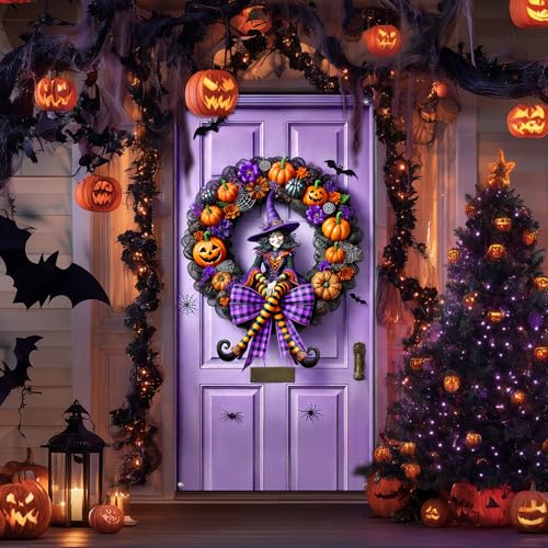 Halloween Door Banner Pumpkin Witch 35x71 Inch Polyester