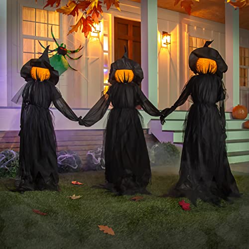 Evergreen Set of 3 LED Black Halloween Witches with Hats Stakes (Black Witch, Set of 3)