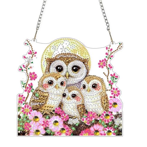 DIY Owls Family Diamond Painting Hanging Ornament