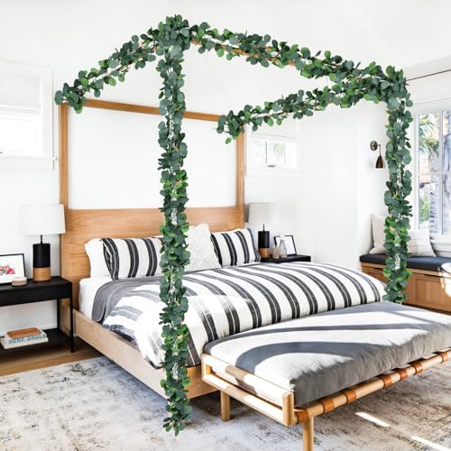 86 Feet 12 Strands Artificial Eucalyptus Leaf Plants Vine Hanging Eucalyptus Garland for Home Kitchen Office Wedding Wall Decor (12 Count)