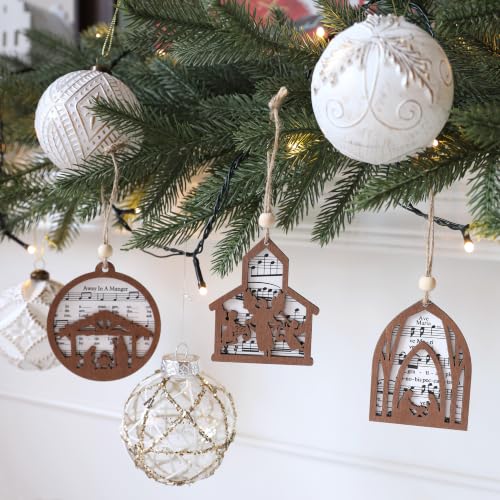 18 Pieces Sheet Music Nativity Scene Christmas Tree Ornaments Set (18 Count)
