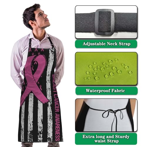 Cooking Apron for Women Breast Cancer Awareness Funny Aprons for Men for Kitchen Restaurant BBQ Painting Crafting Gardening 27”