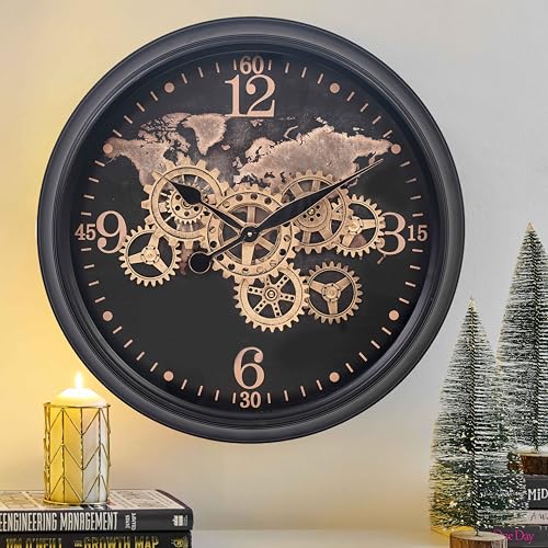 24 Inch Wall Clock with Real Moving Gears
