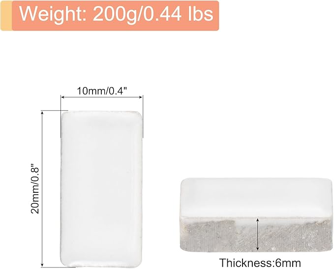 MECCANIXITY 200g Ceramic Mosaic Tiles for Crafts Bulk, Rectangle White Ceramic Tiles for Mosaic Kits Garden Stepping Stone Cup Mat