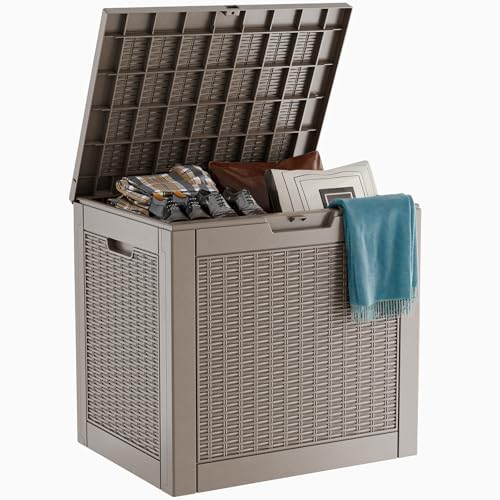 31 Gallon Wicker Pattern Resin Deck Box